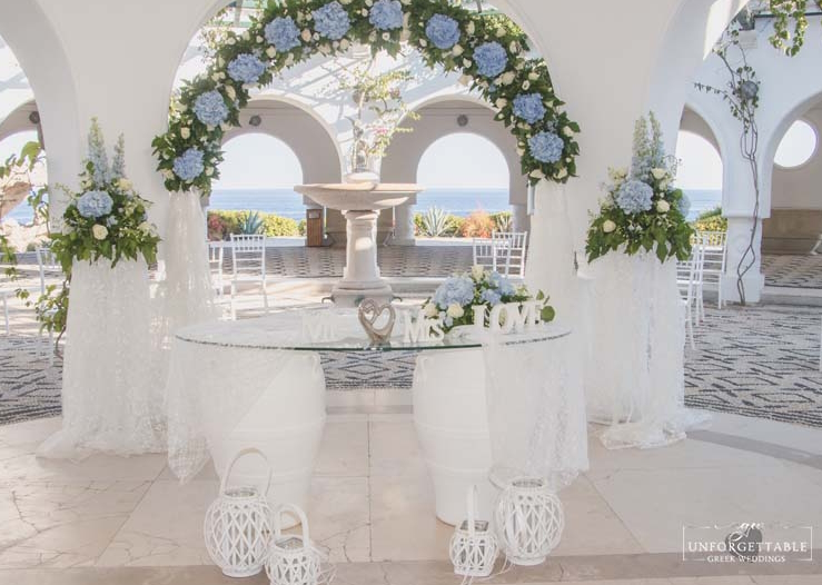 Rhodes wedding ceremonay at Kalithea Spa Wedding Venue